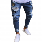 Moodne T&auml;navamood Kitsa l&otilde;ikega teksap&uuml;ksid Vabaaja t&auml;navastiilis teksad meestele Streetwear teksad L arktika sinine v&auml;rv
