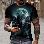 Uus suvine &uuml;markaelusega meeste T-s&auml;rk 3D Wolf Print Outdoor igap&auml;evane pol&uuml;ester l&uuml;hikeste varrukatega moedisainer Street Top 4XL