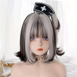 Anime Cosplay parukas L&uuml;hike s&uuml;nteetiline parukas tukkidega Hallid juuksed ja mustad esilet&otilde;stmised naistele Igap&auml;evase peokost&uuml;&uuml;miga Cosplay