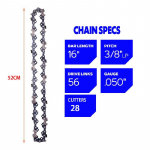 1/2tk 16in elektriline kettsaakett poolmeisliga kettsaakett varuosad mootorsaeketid