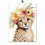 Leopard karu hirv rebane &uuml;kssarvik lill lasteaia seinakunst plakatid ja v&auml;ljatr&uuml;kid l&otilde;uendimaalid seinapildid beebide toa kodu sisekujundus 21x30cm No Framed