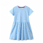 T&uuml;drukute kootud kleit V&auml;ikeste laste l&uuml;hikeste varrukatega printsessiseelik tr&uuml;kiga pehme sile t&uuml;drukute topp 80-90cm