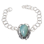 Aquamarine Gemstone Handmade 925 Sterling Silver Bracelet 7-8 h4d16