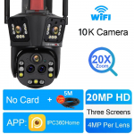 10K 20MP WiFi IP-kaamera Viie objektiiviga 20x suumiga v&auml;litingimustes 360&deg; seire turvakaamera Nutikas kodu Ai j&auml;lgimine CCTV kaamera 10K 20xZoom No Card