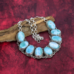 Larimar Kaelakee K&auml;sitsi Valmistatud Ehted, 925 Sterling H&otilde;be Kaelakee Disainer V&auml;&auml;riskividega Ehted Reguleeritava Keti Kaelakee Kingitus Emale Adjustable With 18 Inches sinine