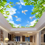 3D lae seinamaaling taevas sinine taevas valge linnud taustaga seinapaber Hotelli elutoa magamistoa seinamaaling 200 cm(W) x 140 cm(H)