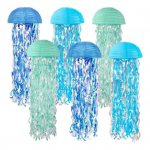 6 Pack Meduusid laternad Gradient Blue Ocean Themed Paberlaterna kaunistused Rannabassein sinine