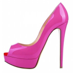 LOSLANDIFEN Seksikas Peep Toe Platform Naiste Pumbad 14cm &Uuml;lik&otilde;rged Lakknahast Kontsad Kingad Punased Pulma Tikkp&uuml;ksid Suur Suurus 43 44 40 lilla