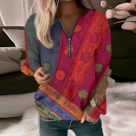 Naiste vabaaja pikkade varrukatega tavaline veerand t&otilde;mblukk, lilled, pullover, sviitrid vabaaja s&uuml;gisriided L tumesinine v&auml;rv