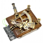 Merenduslik Navigatsiooniline Kahekordne Teleskoop Sekstant Vintage Meres&otilde;idu Astrolaab Laeva Instrumendid Puidust Karbiga Messingist Laev Vintage Sekstant