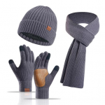 3 tk/komplekt Unisex talvine m&uuml;ts, sall, kindad komplekt Paks kootud soe m&uuml;ts Suurep&auml;rane punane