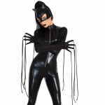 Halloween Seksikas Kass Naiste Cosplay Kost&uuml;&uuml;mid Mustad Stretch &Ouml;ised Jumpsuits Suurus M & XL T&otilde;mblukuga Bodysuits T&auml;iskasvanutele xl