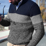 Euroopa ja Ameerika mood meeste vabaaja kampsun kootud pullover polo pikkade varrukatega lukuga krae pluss suuruses meeste r&otilde;ivad 4XL hall v&auml;rv