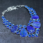 Natural Lapis Lazuli, Tanzanite 925 Sterling Silver Jewelry Necklace 18 s9k48