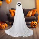 Halloweeni kummitusvalgus Valgustatud valge riidest kummitus V&auml;lisdekoratsioon Vastupidavus M&uuml;steerium Small black
