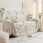 Kootud puuvillane diivani kate Diivani tekk elutoa m&ouml;&ouml;bel Dapestry diivan Coverecor T 180 X 130 beige
