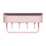 1 komplekt, multifunktsionaalne du&scaron;iriiul, seinale kinnitatav PP eemaldatav konksuga, tasuta hoidik vannitoa jaoks roosa