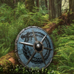 Jormungandr Plank Viking Shield terastraksidega &ndash; 24-tolline dekoratiivne seinakunst ja ajalooline koopia 24 Inch