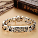 K&otilde;rgekvaliteedilise ahnuse mustriga kuue t&auml;hem&auml;rgiga mantra k&auml;ev&otilde;ru meeste trendikatele retromoelistele Tai meeste ehetele 18CM h&otilde;be