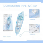 2 in 1 Lihtsus Korrektsioonilint Liim Kleebi Teibikomplekt Mood Sinine Valge V&auml;rv L&auml;bipaistev Korrektsioonilindi Doseerimisliimikomplekt sinine