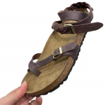 Moodsad Retro Nahast Platvormiga Lamedad Sandaalid Naistele Suvised Kootud Varba &Uuml;le Katvad Disainiga Rooma Sandaalid Moodsad Metallpandlaga V&auml;litingimustes Rannakingad 35 pruun