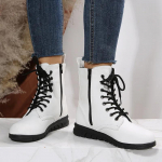 Mood 2024 Mood Naiste Ehtsast Nahast Saapad Mustad Zapatos Para Mujeres Mugavad Talvised Pahkluusaapad Luksuslikud Mootorrattasaapad Soojad 35 valge
