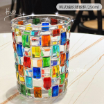 Italian designer's hand-painted and colorful line woven crystal cup small gift glass cup 300ml