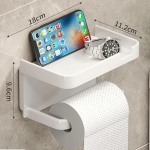 Seinakinnitatav tualettpaberihoidja roostekindel paksendatud plastist hoiuriiul vannituppa, k&ouml;&ouml;ki, tualettpaberi rullihoidja must