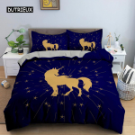 &Uuml;kssarvik Tekikott King Queen Multikas Loom Voodipesukomplekt Lastele Teismelistele T&auml;iskasvanutele Armas Valge Maagilised Olendid Pol&uuml;ester Tekikott EU single(135x200cm)