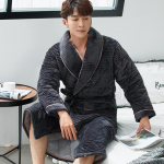 Paks kolmekihiline soe talvehommikumantel meeste pehme flanellist tepitud pikk kimono vannimantel Meeste hommikumantel meeste korallifliisist hommikumantel 3XL