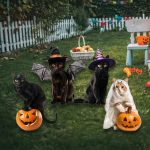 4 tk Kassi kujud Aiavaiad Loomaskulptuurid Halloweeni kaunistused Metallist Kiisu Figuurid Maapind