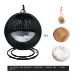 2025Uus Rotangist Kootud Kassi Pesa Korv Kassi V&otilde;rkkiik Pl&uuml;&uuml;sist Lemmiklooma Pesa Kassi Pesa Soe Lemmikloomatarbed Koera Voodi Magamiskoht Kassile must