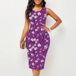 Naiste kleit Sling Suvine Morning Glory Print kleidid Liibuvad varrukateta Slim Fit Seksikad mood top riided XS lilla