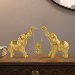 Elevandi kuju Loomaskulptuuride kollektsioon Loov vaigust figuur, Lauaplaadi dekoratsioon aknalauale Style A Golden