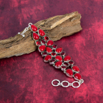 Punane korall, punase granaadi ehted, 925 prooviga t&auml;is h&otilde;be k&auml;ev&otilde;ru, k&auml;sitsi valmistatud v&auml;&auml;riskividega k&auml;ev&otilde;ru m&auml;lestusp&auml;evaks Adjustable With 8 Inches punane