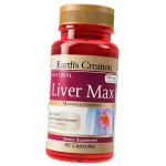 Kompleks maksa seisundi parandamiseks ja organismi detoksifitseerimiseks, Natural Liver Max, Earth's Creation 60 kapslit (71604024) 60caps