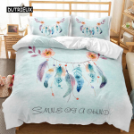 Unen&auml;op&uuml;&uuml;dja Tekikottide Komplekt Rohelised Suled Tekikott Rohelised Triibud Voodipesukomplekt India H&otilde;imustiil Pol&uuml;ester Tepitud Kate EU single(135x200cm)