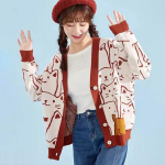 Multifilm Kassi Kootud Kampsunid Džemper S&uuml;gis Talv Naiste Harajuku Kampsun Mantel O-kaelusega Pikkade Varrukatega Kampsun One Size kohv