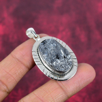 Kare &scaron;ungiit ripats, 925 Sterling h&otilde;bedast ripats kalliskivist ehe, k&auml;sitsi valmistatud h&auml;mmastav ehe ripats, kingitus talle 1.88 Inches