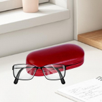 2 Layer Eyeglasses Case with Makeup Mirror Container Portable ,Easy to Clean PU Leather Glasses Bag black with Glasses