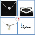 Pierres et Min&eacute;raux. Parure Bracelet Collier 1 perle Selenite du Maroc 8 mm. Chaine en Taille personnalisable.