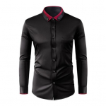 Meeste kleidis&auml;rk strasskrae veniv pikkade varrukatega kortsuvaba pidulik s&auml;rk &uuml;hev&auml;rviline slim L meresinine v&auml;rv