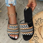 Naiste boheemlasliku stiiliga mugavad lahtise ninaga libisemiskindlad sandaalid rihmadega seljal lameda kontsaga sussidega 36 must