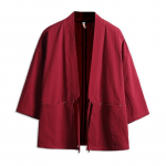 Meeste Jaapani stiilis Hanfu Kimono kardigan taoistliku disaini ja p&auml;ikesekaitsega, sulgedest kootud, kolmveerandvarrukatega 5XL (Under 92.5kg)