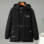 Meeste talvekapuutsiga paks jope vabaaja mood must jope Meeste talveparkad, suur suurus 12XL 195 kg 9XL must