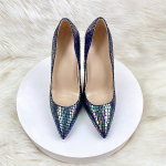 V&auml;rvilised laserkivimustrilised madala ninaga k&otilde;rge kontsaga kingad, peened kontsad, elegantsed banketinaiste kingad 44