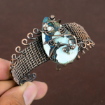 Tibetan Turquoise Handmade Copper Wire Wrap Bangle Adjustable r9o39