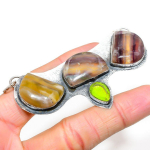 Fluorite, Peridot Handmade 925 Sterling Silver Gift Pendant 2.36 w4c75