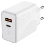 Kiirlaadija 30W - E.F.CONNECTION - PD20W - QC 3.0 - 2 porti - Valge valge
