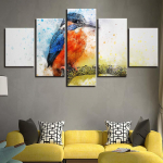 Seinakunst maalimine 5 t&uuml;kki l&otilde;uend Kodukaunistus HD-tr&uuml;kised Loomade Tavalised j&auml;&auml;lindi pildid Abstraktne Alcedo Atthise plakat ilma raamita 20x35cm*2 20x45cm*2 20x55cm*1